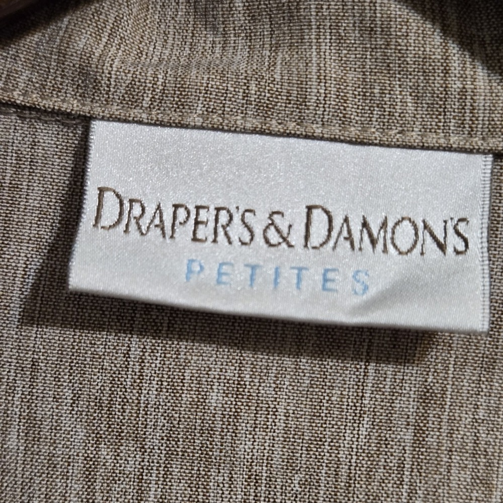 Drapers & Damons Women's Petite Suit Jacket Size PM Brown 3/4 Sleeve Open Front - Picture 2 of 7